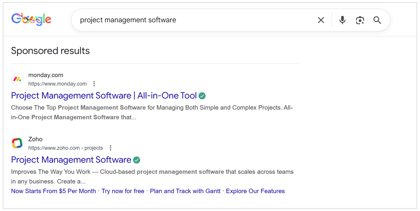Iklan bersponsor manajemen proyek